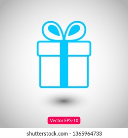 Illustration of gift box icon o background. Christmas gift icon illustration vector symbol. Present gift box icon. Package in gift wrap, vector eps 10 - box icon