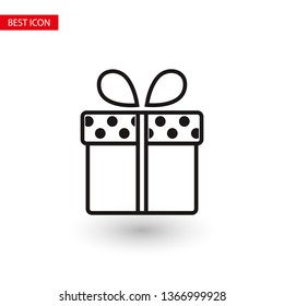 Illustration of gift box icon o background. Christmas gift icon illustration vector symbol. Present gift box icon. Package in gift wrap, vector eps 10 - box icon