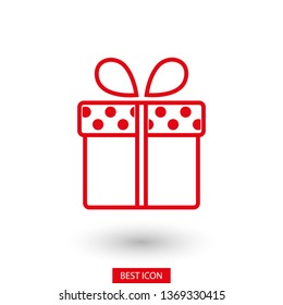 Illustration of gift box icon o background. Christmas gift icon illustration vector symbol. Present gift box icon. Package in gift wrap, vector eps 10 - box icon