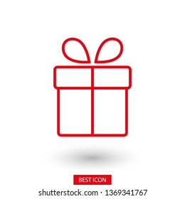 Illustration of gift box icon o background. Christmas gift icon illustration vector symbol. Present gift box icon. Package in gift wrap, vector eps 10 - box icon