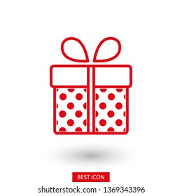 Illustration of gift box icon o background. Christmas gift icon illustration vector symbol. Present gift box icon. Package in gift wrap, vector eps 10 - box icon