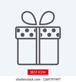 Illustration of gift box icon o background. Christmas gift icon illustration vector symbol. Present gift box icon. Package in gift wrap, vector eps 10 - box icon