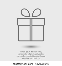Illustration of gift box icon o background. Christmas gift icon illustration vector symbol. Present gift box icon. Package in gift wrap, vector eps 10 - box icon