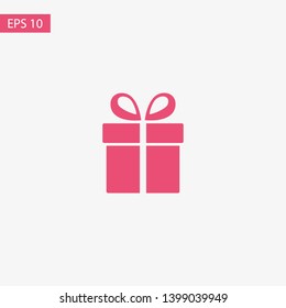 Illustration of gift box icon o background. Christmas gift icon illustration vector symbol. Present gift box icon. Package in gift wrap, vector eps 10 - box icon