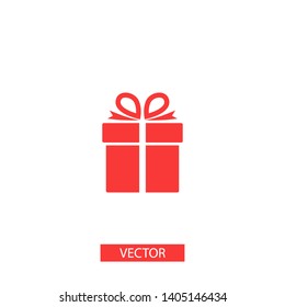 Illustration of gift box icon o background. Christmas gift icon illustration vector symbol. Present gift box icon. Package in gift wrap, vector eps 10 - box icon