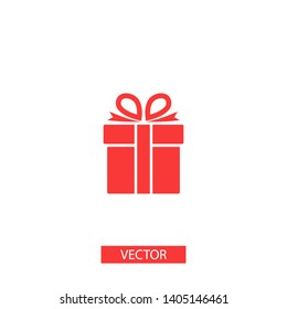 Illustration of gift box icon o background. Christmas gift icon illustration vector symbol. Present gift box icon. Package in gift wrap, vector eps 10 - box icon