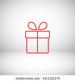 Illustration of gift box icon o background. Christmas gift icon illustration vector symbol. Present gift box icon. Package in gift wrap, vector eps 10 - box icon