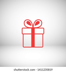 Illustration of gift box icon o background. Christmas gift icon illustration vector symbol. Present gift box icon. Package in gift wrap, vector eps 10 - box icon