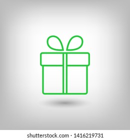 Illustration of gift box icon o background. Christmas gift icon illustration vector symbol. Present gift box icon. Package in gift wrap, vector eps 10 - box icon