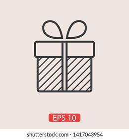 Illustration of gift box icon o background. Christmas gift icon illustration vector symbol. Present gift box icon. Package in gift wrap, vector eps 10 - box icon