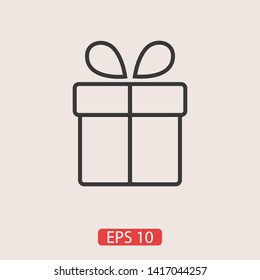 Illustration of gift box icon o background. Christmas gift icon illustration vector symbol. Present gift box icon. Package in gift wrap, vector eps 10 - box icon