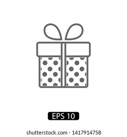 Illustration of gift box icon o background. Christmas gift icon illustration vector symbol. Present gift box icon. Package in gift wrap, vector eps 10 - box icon