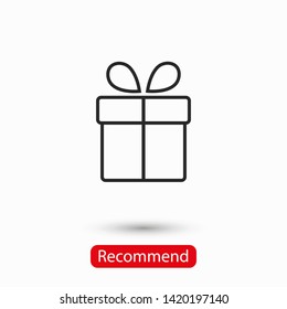 Illustration of gift box icon o background. Christmas gift icon illustration vector symbol. Present gift box icon. Package in gift wrap, vector eps 10 - box icon