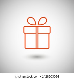 Illustration of gift box icon o background. Christmas gift icon illustration vector symbol. Present gift box icon. Package in gift wrap, vector eps 10 - box icon