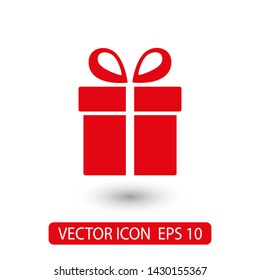 Illustration of gift box icon o background. Christmas gift icon illustration vector symbol. Present gift box icon. Package in gift wrap, vector eps 10 - box icon