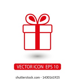 Illustration of gift box icon o background. Christmas gift icon illustration vector symbol. Present gift box icon. Package in gift wrap, vector eps 10 - box icon