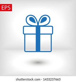 Illustration of gift box icon o background. Christmas gift icon illustration vector symbol. Present gift box icon. Package in gift wrap, vector eps 10 - box icon