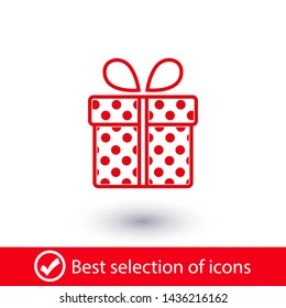 Illustration of gift box icon o background. Christmas gift icon illustration vector symbol. Present gift box icon. Package in gift wrap, vector eps 10 - box icon