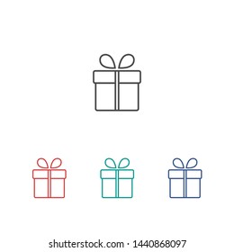 Illustration of gift box icon o background. Christmas gift icon illustration vector symbol. Present gift box icon. Package in gift wrap, vector eps 10 - box icon