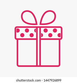 Illustration of gift box icon o background. Christmas gift icon illustration vector symbol. Present gift box icon. Package in gift wrap, vector eps 10 - box icon