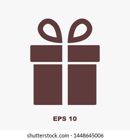 Illustration of gift box icon o background. Christmas gift icon illustration vector symbol. Present gift box icon. Package in gift wrap, vector eps 10 - box icon