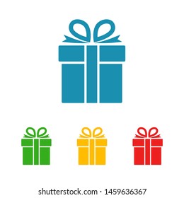 Illustration of gift box icon o background. Christmas gift icon illustration vector symbol. Present gift box icon. Package in gift wrap, vector eps 10 - box icon