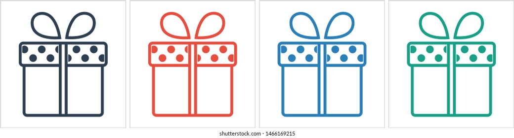 Illustration of gift box icon o background. Christmas gift icon illustration vector symbol. Present gift box icon. Package in gift wrap, vector eps 10 - box icon
