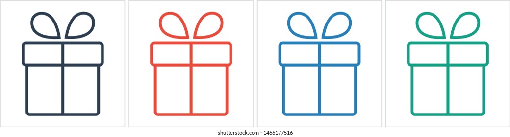 Illustration of gift box icon o background. Christmas gift icon illustration vector symbol. Present gift box icon. Package in gift wrap, vector eps 10 - box icon