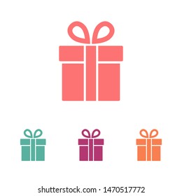 Illustration of gift box icon o background. Christmas gift icon illustration vector symbol. Present gift box icon. Package in gift wrap, vector eps 10 - box icon