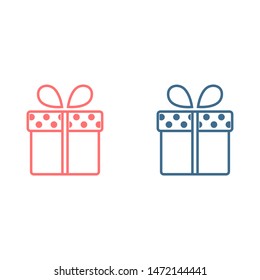 Illustration of gift box icon o background. Christmas gift icon illustration vector symbol. Present gift box icon. Package in gift wrap, vector eps 10 - box icon