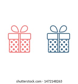 Illustration of gift box icon o background. Christmas gift icon illustration vector symbol. Present gift box icon. Package in gift wrap, vector eps 10 - box icon