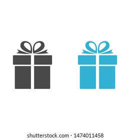 Illustration of gift box icon o background. Christmas gift icon illustration vector symbol. Present gift box icon. Package in gift wrap, vector eps 10 - box icon