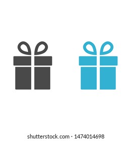 Illustration of gift box icon o background. Christmas gift icon illustration vector symbol. Present gift box icon. Package in gift wrap, vector eps 10 - box icon