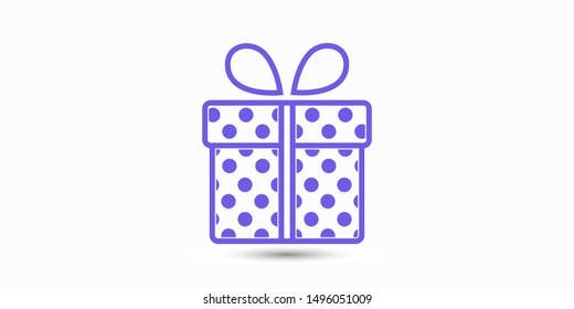 Illustration of gift box icon o background. Christmas gift icon illustration vector symbol. Present gift box icon. Package in gift wrap, vector eps 10 - box icon