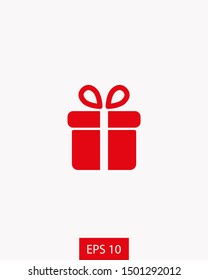 Illustration of gift box icon o background. Christmas gift icon illustration vector symbol. Present gift box icon. Package in gift wrap, vector eps 10 - box icon
