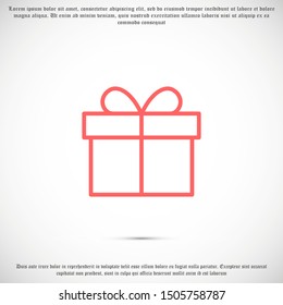 Illustration of gift box icon o background. Christmas gift icon illustration vector symbol. Present gift box icon. Package in gift wrap, vector eps 10 - box icon
