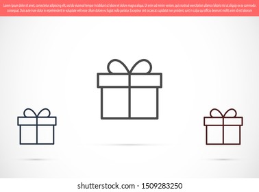 Illustration of gift box icon o background. Christmas gift icon illustration vector symbol. Present gift box icon. Package in gift wrap, vector eps 10 - box icon
