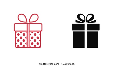 Illustration of gift box icon o background. Christmas gift icon illustration vector symbol. Present gift box icon. Package in gift wrap, vector eps 10 - box icon