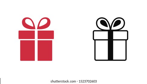 Illustration of gift box icon o background. Christmas gift icon illustration vector symbol. Present gift box icon. Package in gift wrap, vector eps 10 - box icon