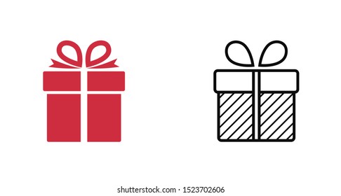 Illustration of gift box icon o background. Christmas gift icon illustration vector symbol. Present gift box icon. Package in gift wrap, vector eps 10 - box icon