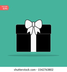 Illustration of gift box icon o background. Christmas gift icon illustration vector symbol. Present gift box icon. Package in gift wrap, vector eps10 - box icon