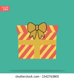 Illustration of gift box icon o background. Christmas gift icon illustration vector symbol. Present gift box icon. Package in gift wrap, vector eps10 - box icon