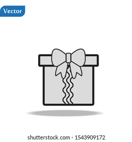 Illustration of gift box icon o background. Christmas gift icon illustration vector symbol. Present gift box icon. Package in gift wrap, vector eps 10 - box icon