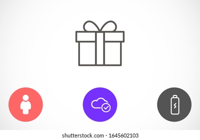 Illustration of gift box icon o background. Christmas gift icon illustration vector symbol. Present gift box icon. Package in gift wrap, vector eps 10 - box icon