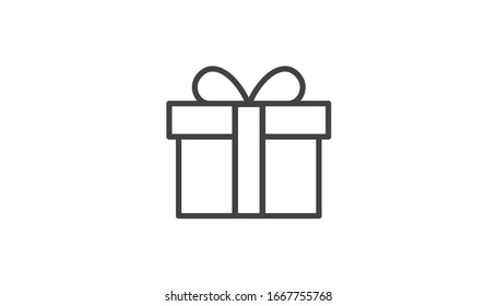 Illustration of gift box icon o background. Christmas gift icon illustration vector symbol. Present gift box icon. Package in gift wrap, vector eps 10 - box icon