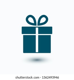 Illustration of gift box icon on background. Christmas gift icon illustration vector symbol. Present gift box icon. Package in gift wrap, vector eps 10 - box icon