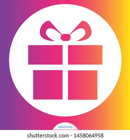 Illustration of gift box icon on gradient  background. 