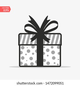 Illustration of gift box icon on background. Christmas gift icon illustration vector symbol. Present gift box icon. Package in gift wrap, vector eps 10 - box icon