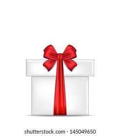 Illustration gift box with red bow isolated - vector