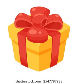 Illustration of a gift box with a red ribbon and a yellow box